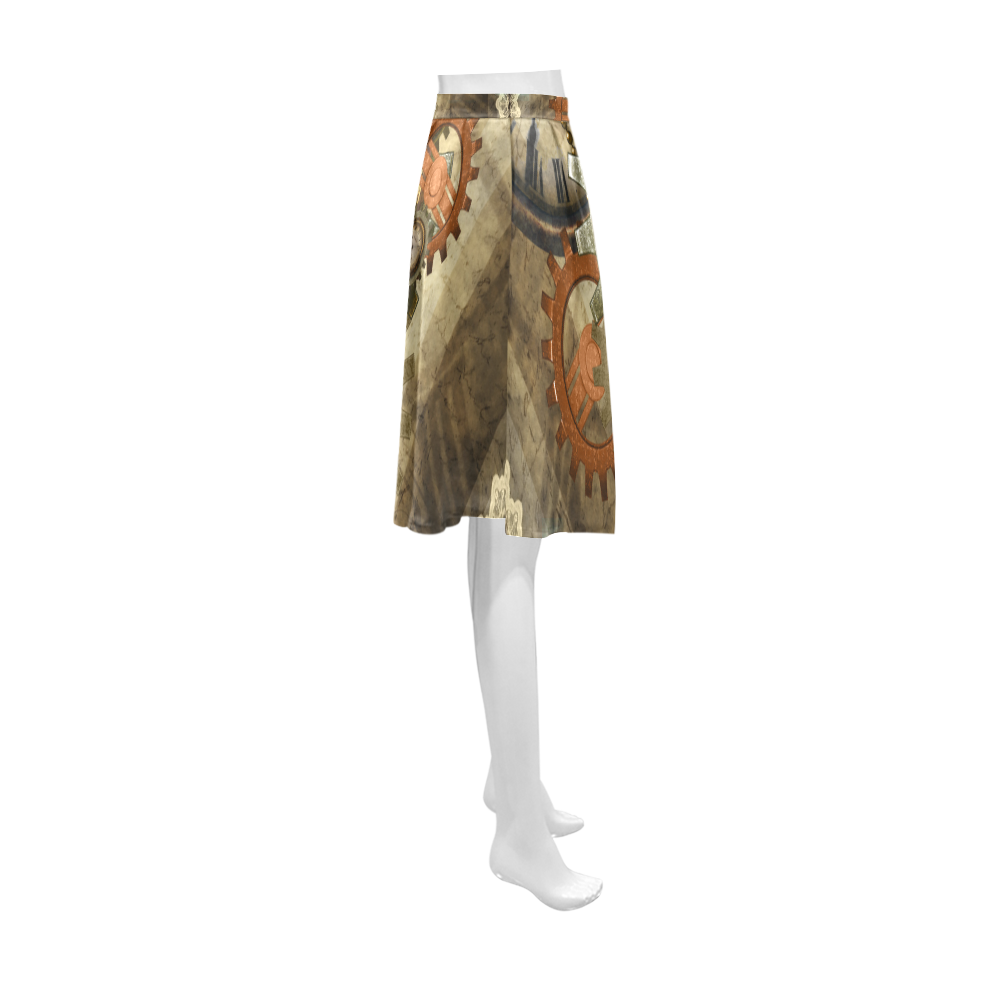 Steampunk, wonderful noble desig, clocks and gears Athena Women's Short Skirt (Model D15)