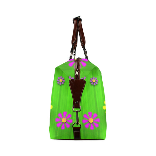 flower print on green Classic Travel Bag (Model 1643) Remake