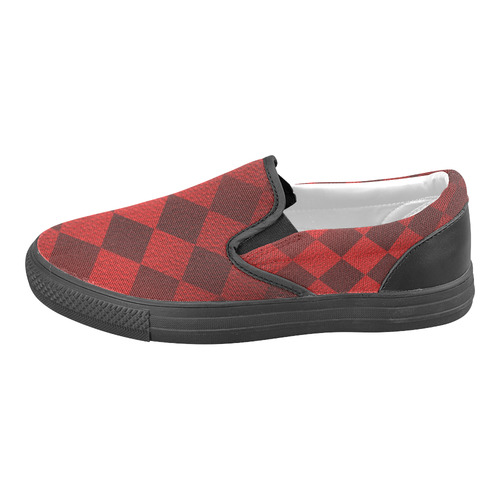 Christmas Red Square Men's Unusual Slip-on Canvas Shoes (Model 019)
