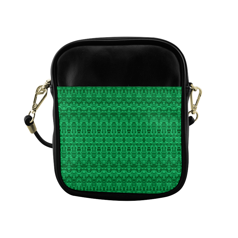 Boho Faded Abstract Green Damask Sling Bag (Model 1627)