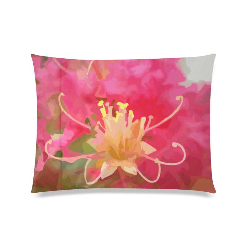 Pink Yellow Watercolor Flower Custom Zippered Pillow Case 20"x26"(Twin Sides)