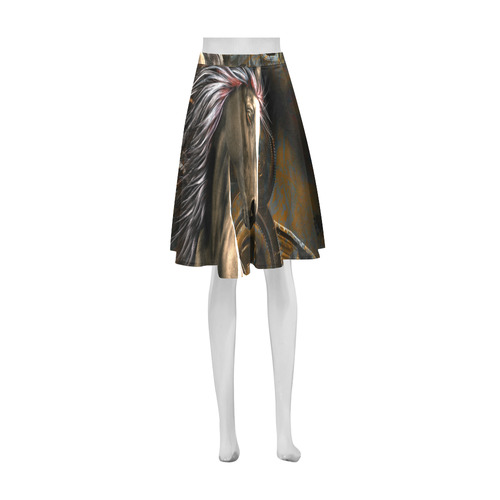 Steampunk, awesome horse with clocks and gears Athena Women's Short Skirt (Model D15)