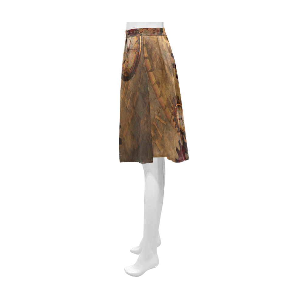 Steampunk, noble design clocks and gears Athena Women's Short Skirt (Model D15)