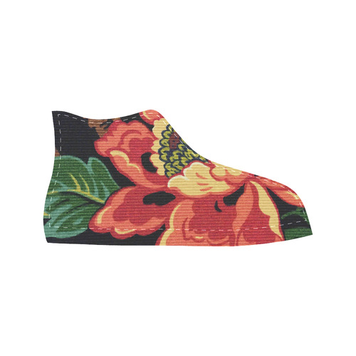 Jacobean Floral Ottoman Fabric Aquila High Top Microfiber Leather Women's Shoes (Model 032)
