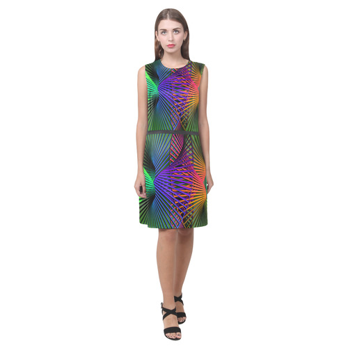 Abstract Multicolor Helix Eos Women's Sleeveless Dress (Model D01)