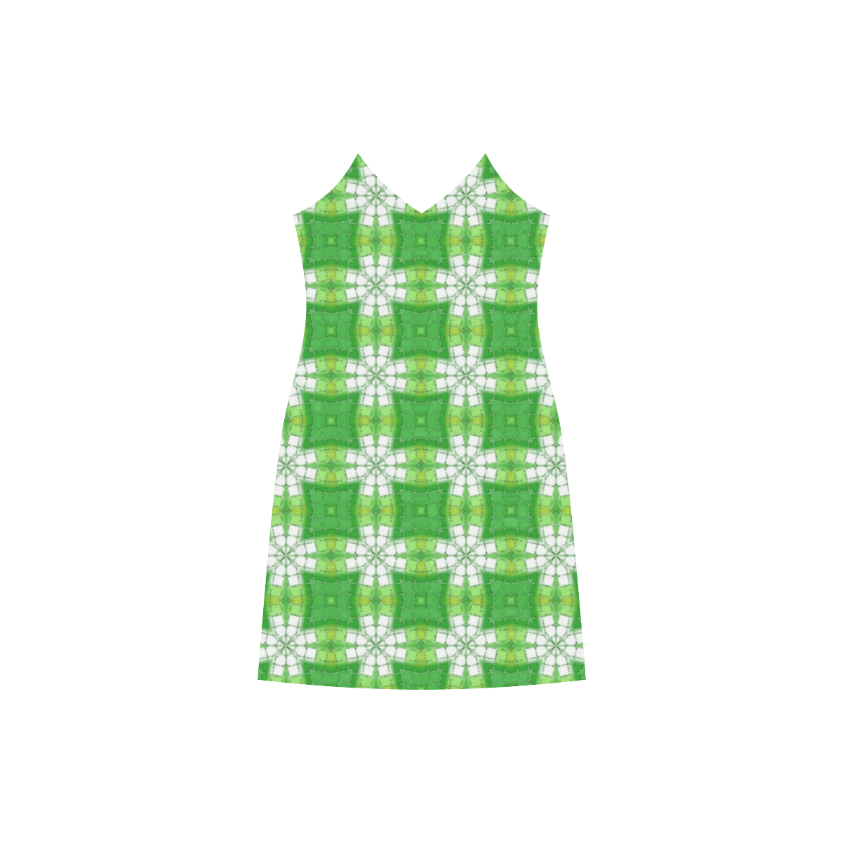 Spring Green V-Neck Open Fork Long Dress(Model D18)