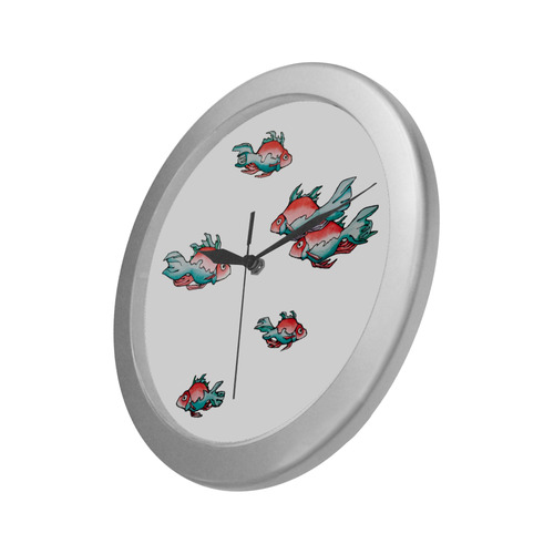 only fish Silver Color Wall Clock