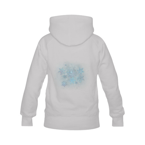 Snowflakes, snow, white and blue Women's Classic Hoodies (Model H07)