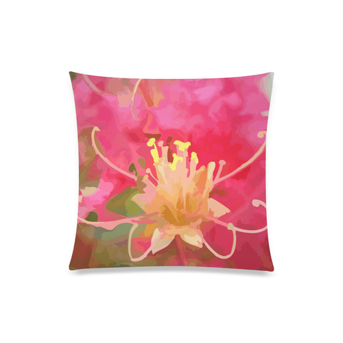 Beautiful Pink Yellow Watercolor Flower Custom Zippered Pillow Case 20"x20"(Twin Sides)