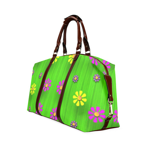 flower print on green Classic Travel Bag (Model 1643) Remake