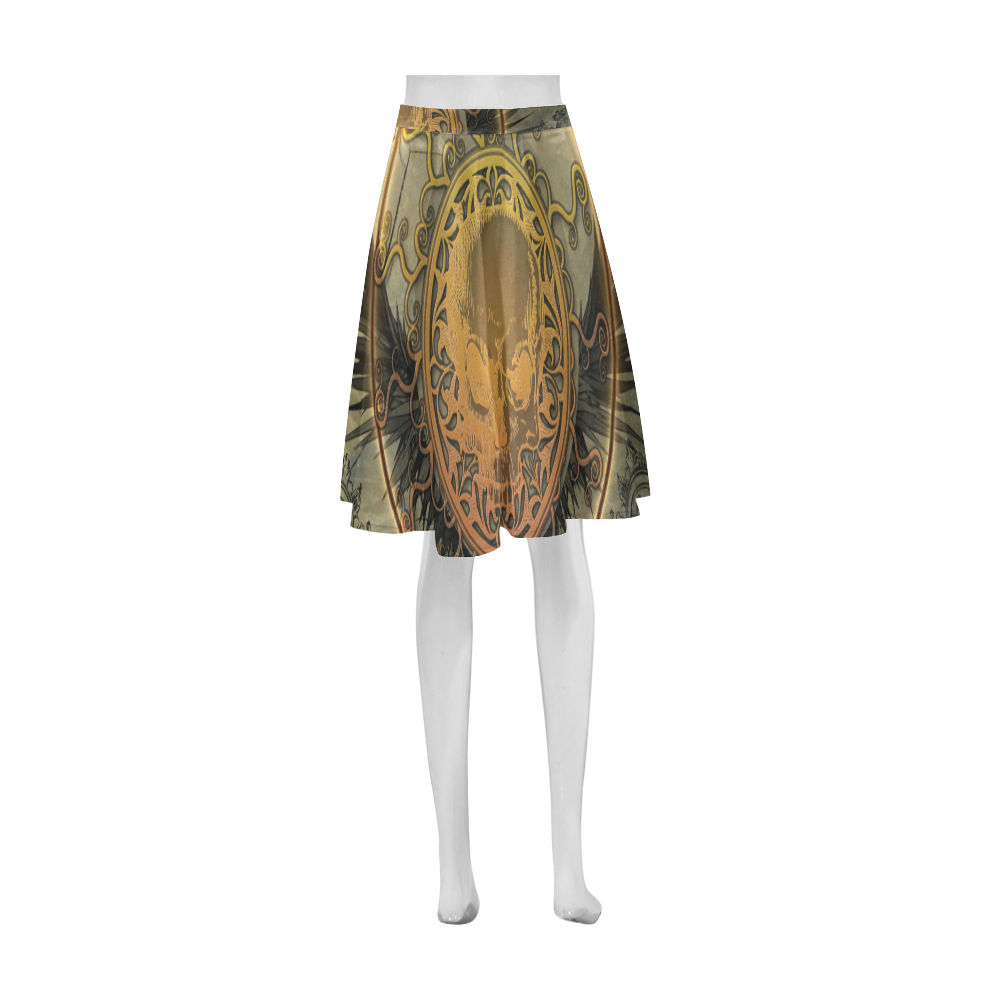 Awesome skulls on round button Athena Women's Short Skirt (Model D15)