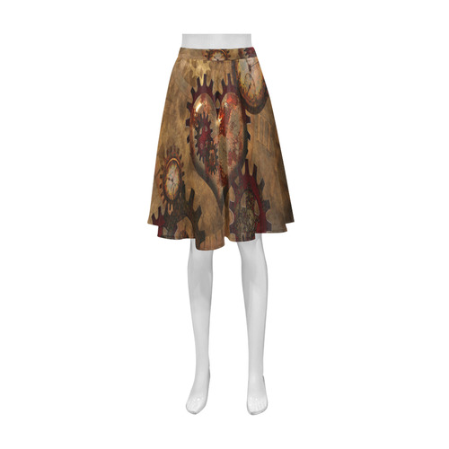 Steampunk, noble design clocks and gears Athena Women's Short Skirt (Model D15)