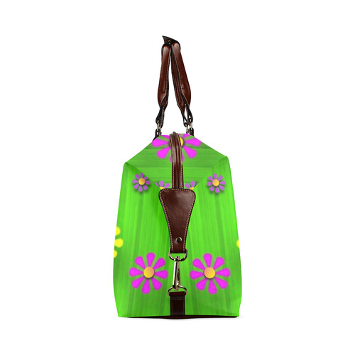 flower print on green Classic Travel Bag (Model 1643) Remake