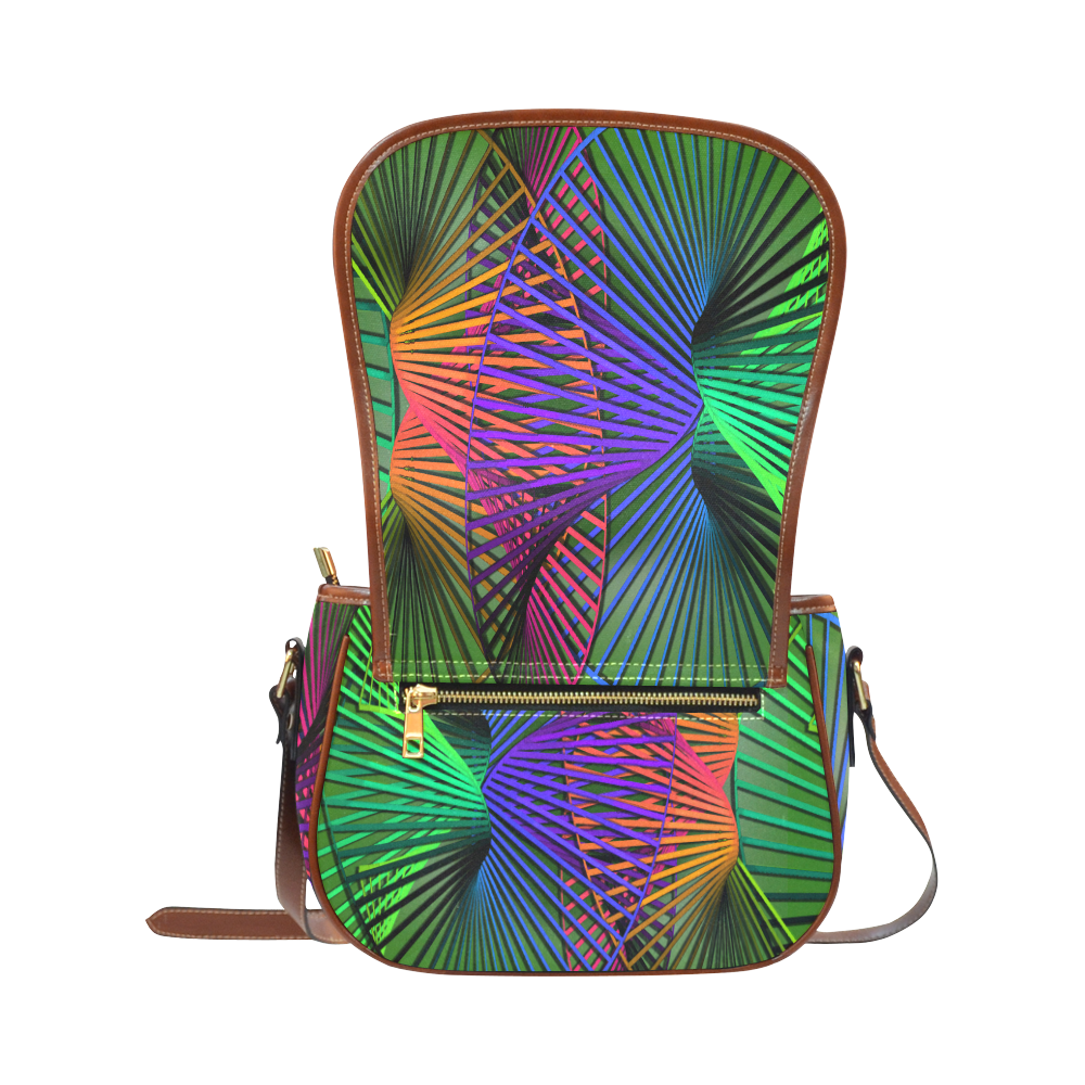 Abstract Multicolor Helix Saddle Bag/Large (Model 1649)