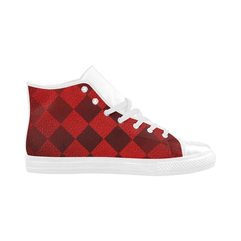Christmas Red Square Aquila High Top Microfiber Leather Women's Shoes (Model 032)
