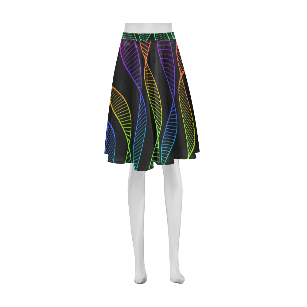 Curvy Rainbow Helix Black Athena Women's Short Skirt (Model D15)