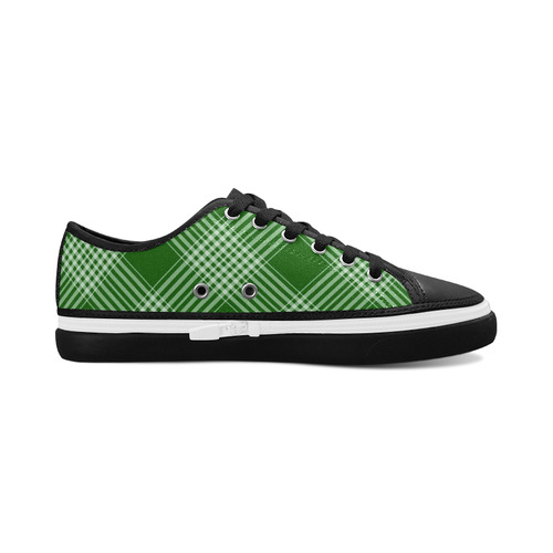Green White Plaid Women's Canvas Zipper Shoes/Large Size (Model 001)