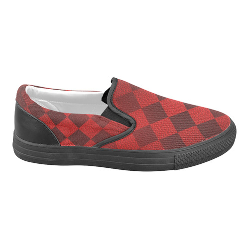 Christmas Red Square Men's Unusual Slip-on Canvas Shoes (Model 019)