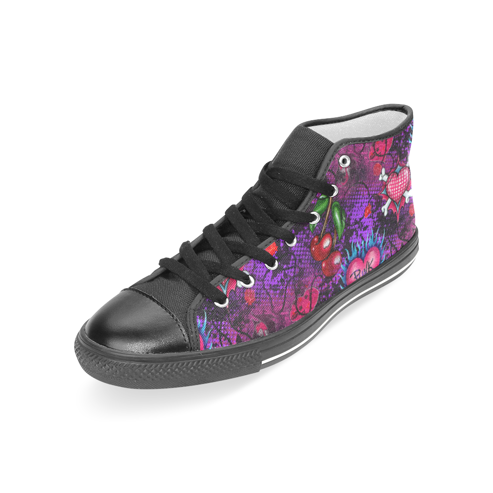 Girls Punk Grunge Pattern Women's Classic High Top Canvas Shoes (Model 017)