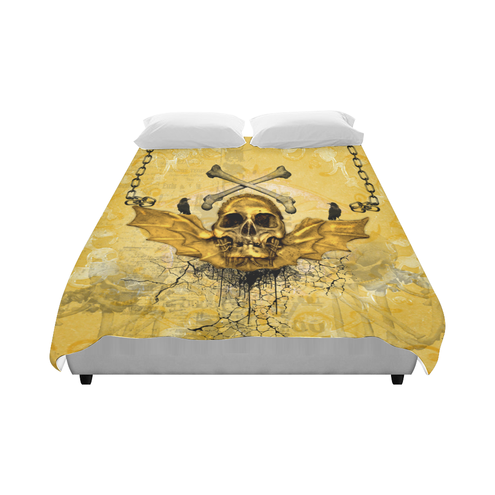 Awesome skull in golden colors Duvet Cover 86"x70" ( All-over-print)