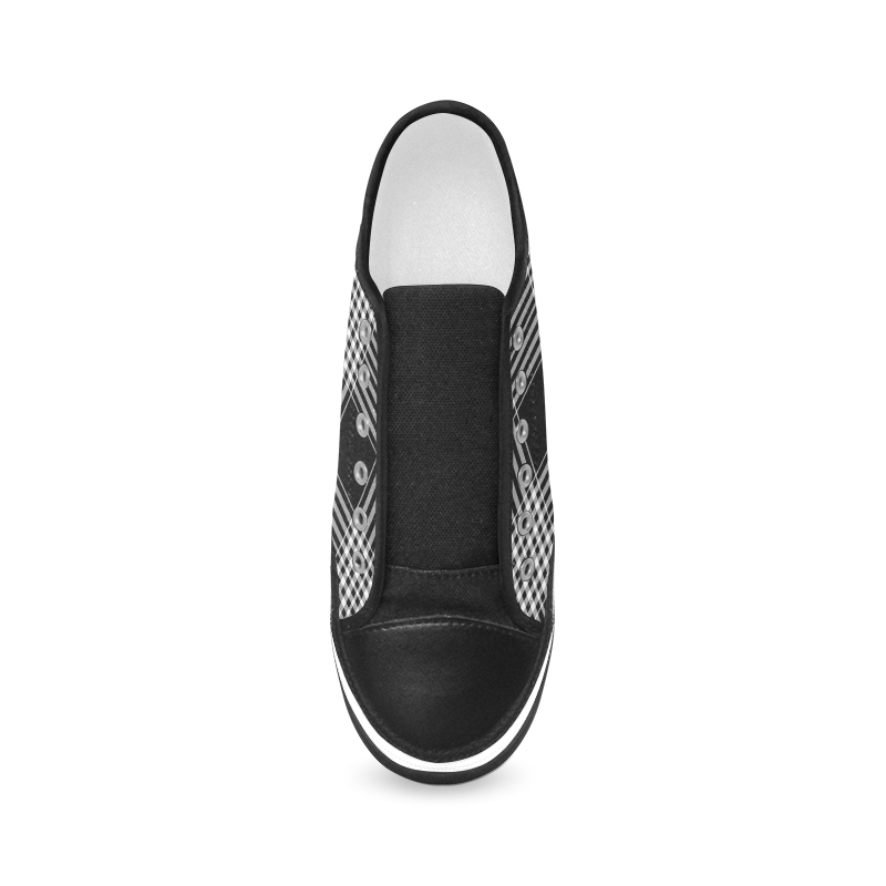 Black And White Plaid Women's Canvas Zipper Shoes/Large Size (Model 001)