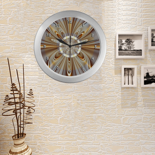 Gossamer Fine Fractal Art Silver Color Wall Clock