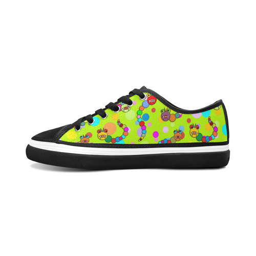 Fantastic Comic Marble Dragon and Polka Dots Women's Canvas Zipper Shoes/Large Size (Model 001)