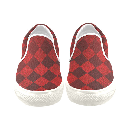 Christmas Red Square Women's Unusual Slip-on Canvas Shoes (Model 019)