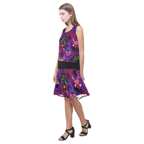 Girls Punk Grunge Pattern Sleeveless Splicing Shift Dress(Model D17)