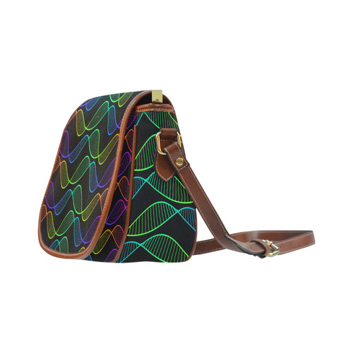 Curvy Rainbow Helix Black Saddle Bag/Small (Model 1649) Full Customization