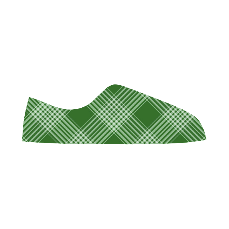 Green White Plaid Women's Canvas Zipper Shoes/Large Size (Model 001)