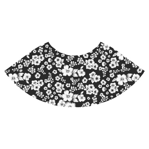 Fine Flowers Pattern Solid Black White Athena Women's Short Skirt (Model D15)