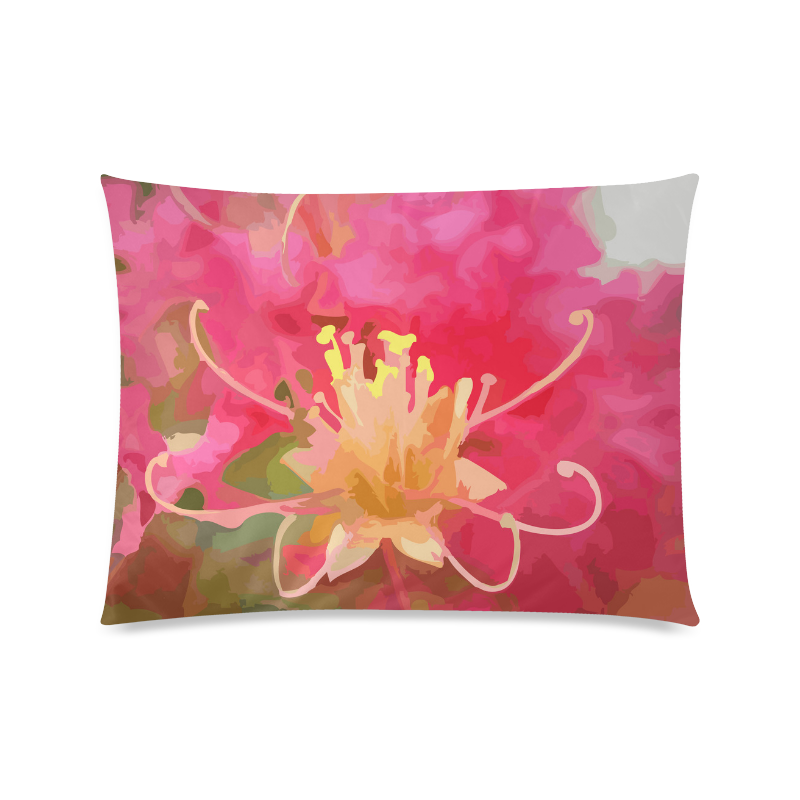 Pink Yellow Watercolor Flower Custom Zippered Pillow Case 20"x26"(Twin Sides)