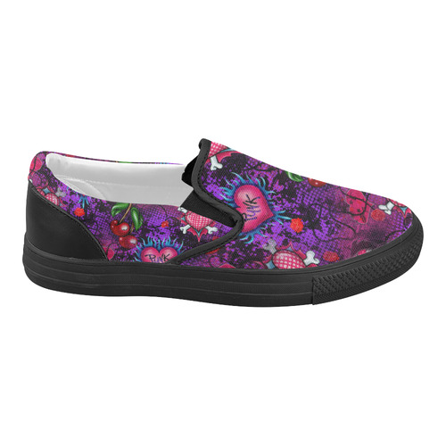 Girls Punk Grunge Pattern Women's Slip-on Canvas Shoes (Model 019)