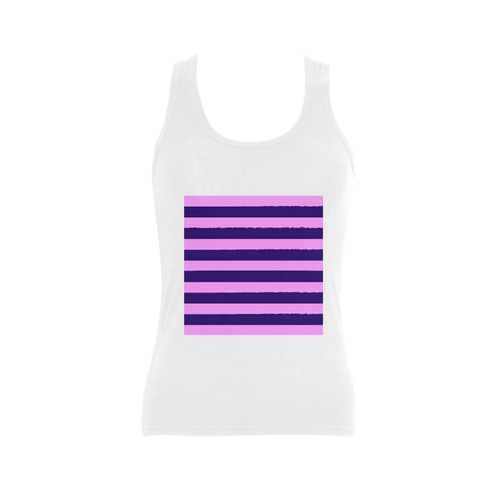 New! Original artistic designers T-Shirt edition with vintage stripes. 60s - inspired Art Collection Women's Shoulder-Free Tank Top (Model T35)