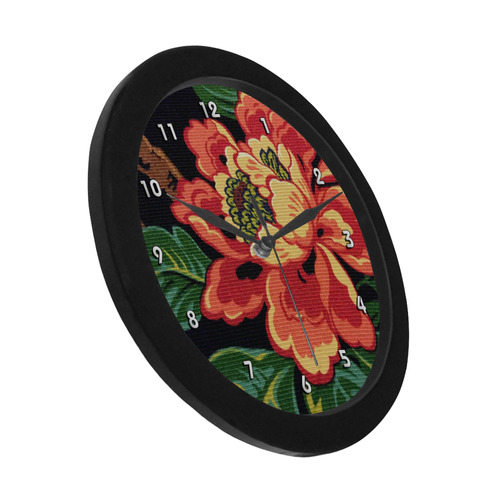 Beautiful Red Vintage Floral Pattern Circular Plastic Wall clock