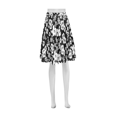Fine Flowers Pattern Solid Black White Athena Women's Short Skirt (Model D15)