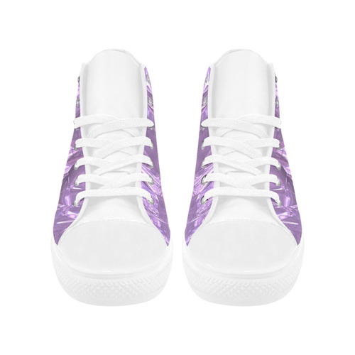 crumpled foil lilac Aquila High Top Microfiber Leather Women's Shoes/Large Size (Model 032)