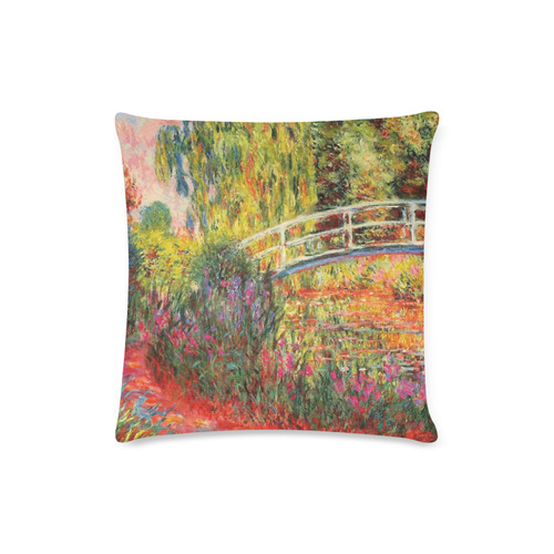 Claude Monet Japanese Bridge Floral Fine Art Custom Zippered Pillow Case 16"x16" (one side)