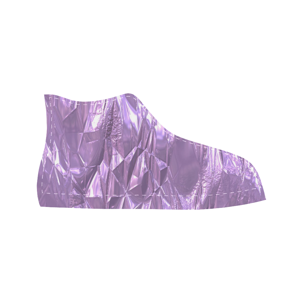 crumpled foil lilac Aquila High Top Microfiber Leather Men's Shoes/Large Size (Model 032)