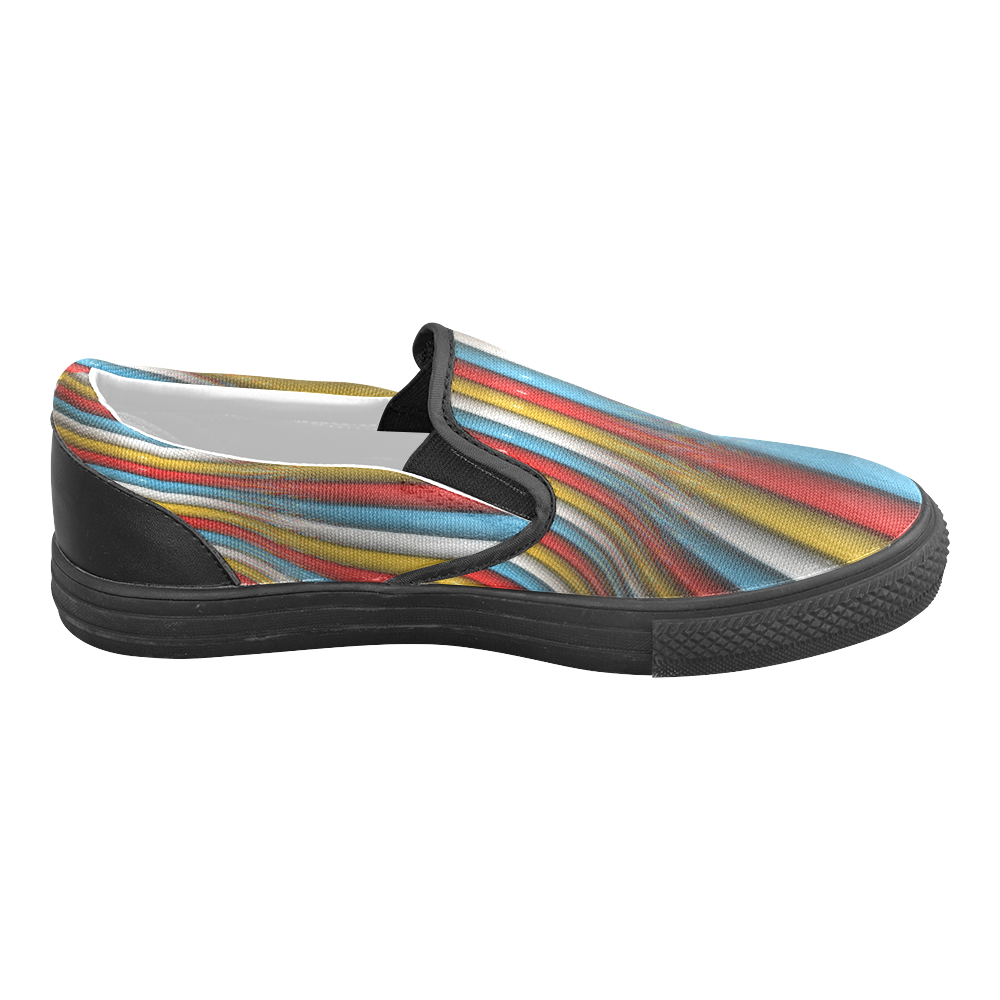 abstract plastic tubes Slip-on Canvas Shoes for Men/Large Size (Model 019)
