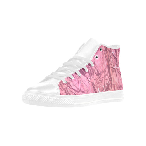 crumpled foil pink Aquila High Top Microfiber Leather Women's Shoes/Large Size (Model 032)