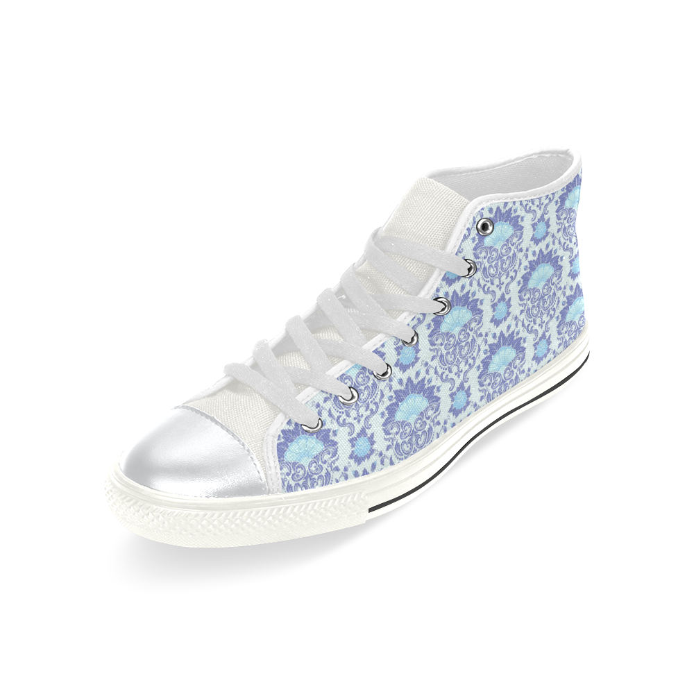 Beautiful Vintage Floral Pattern High Top Canvas Women's Shoes/Large Size (Model 017)