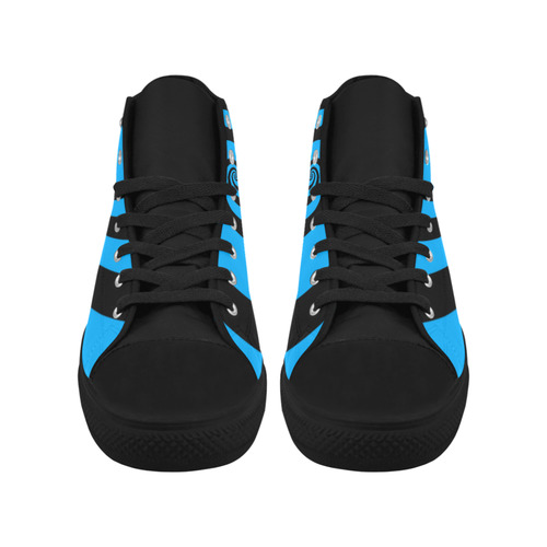 BLACK & BLUE SWIRL Aquila High Top Microfiber Leather Women's Shoes/Large Size (Model 032)