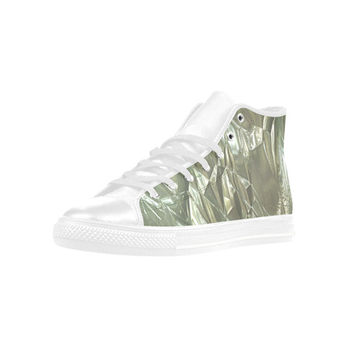 crumpled foil silver Aquila High Top Microfiber Leather Women's Shoes (Model 032)