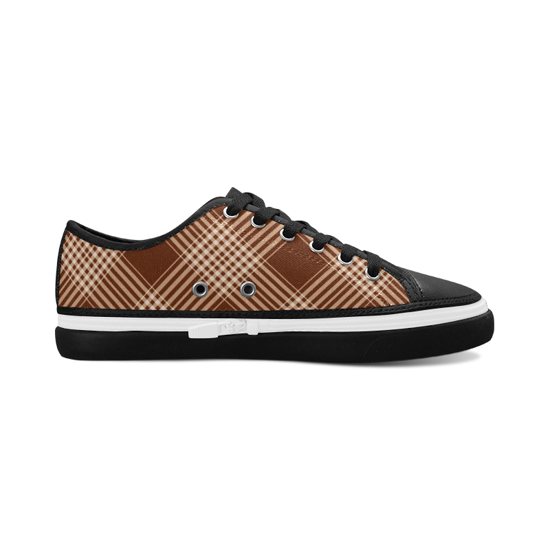 Sienna And White Plaid Women's Canvas Zipper Shoes/Large Size (Model 001)