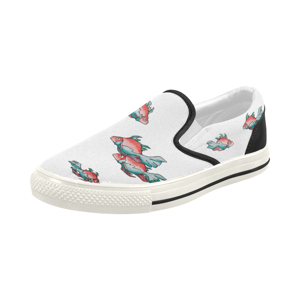 only fish Women's Slip-on Canvas Shoes (Model 019)