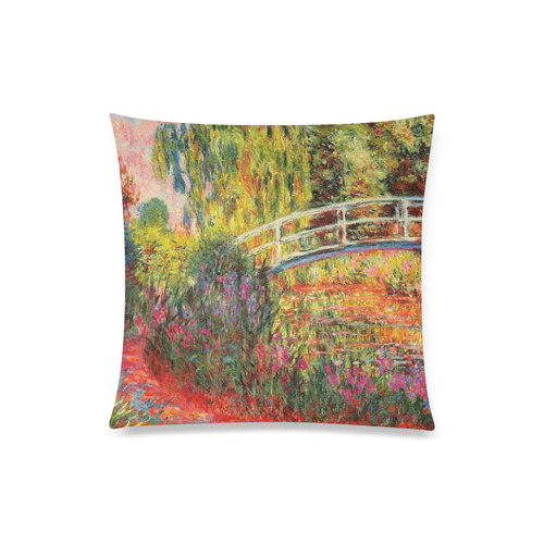 Claude Monet Japanese Bridge Floral Fine Art Custom Zippered Pillow Case 20"x20"(Twin Sides)