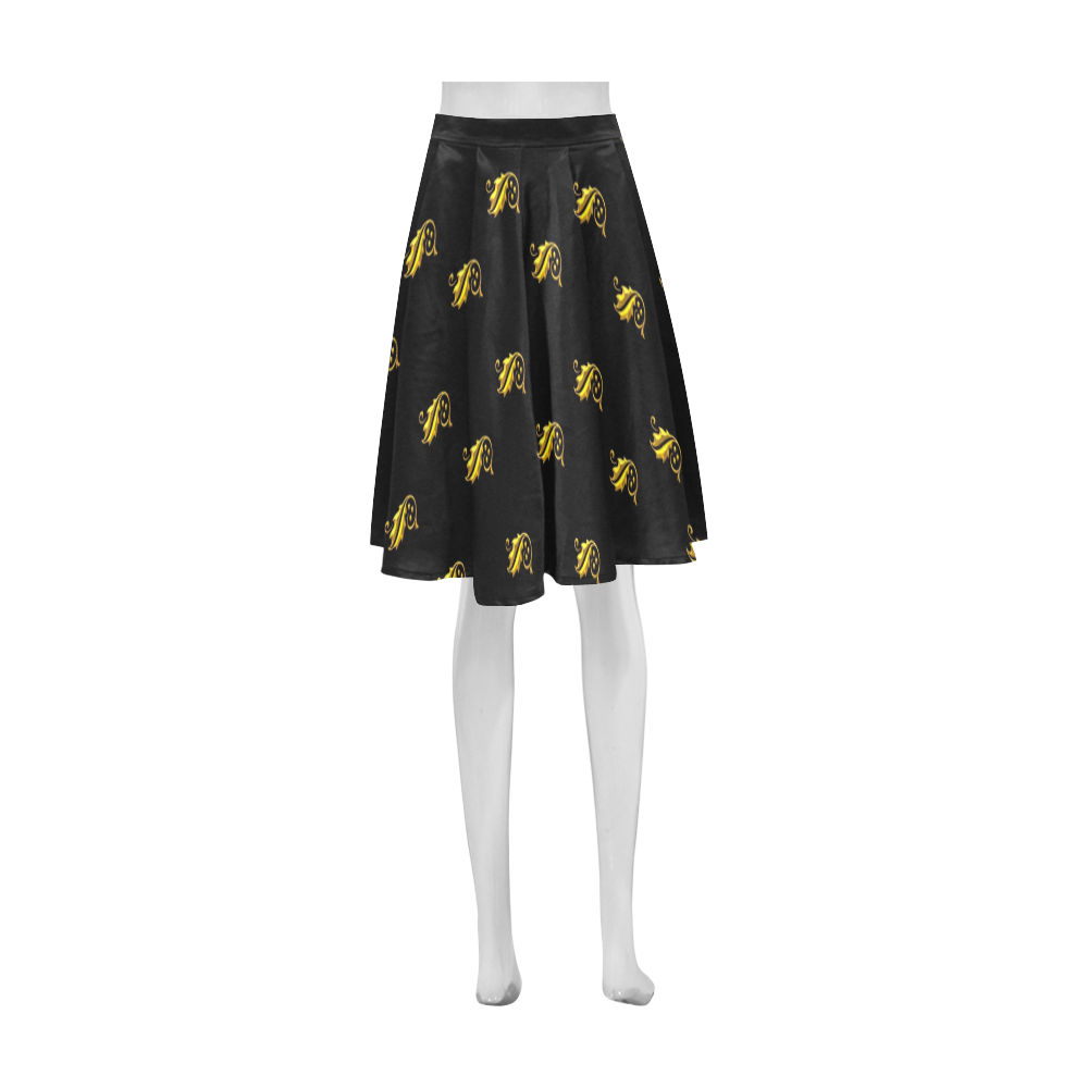 Holiday: Gold Holly Leaves & Berries Athena Women's Short Skirt (Model D15)