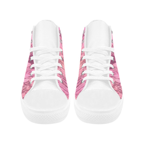 crumpled foil pink Aquila High Top Microfiber Leather Women's Shoes/Large Size (Model 032)